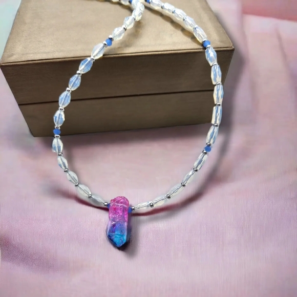 Czech Glass, Aura Quartz choker - Picture 3 of 3